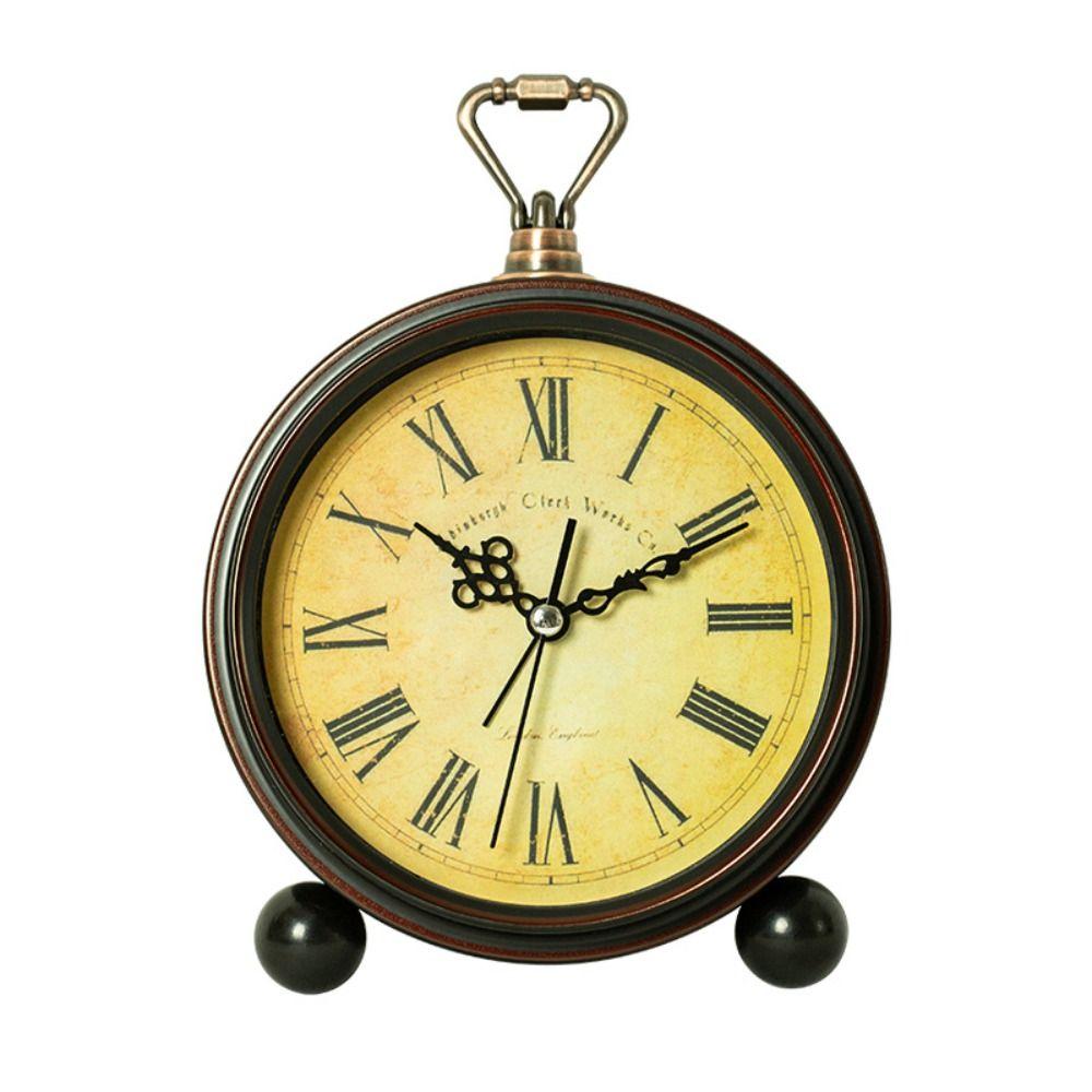 Retro Battery Alarm Clock Hangable Decoration Wall Clock Energy Saving Mechanical Clock  School