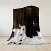 Cowhide Fur Flannel Blanket Warm Soft Halloween Christmas Couch Warm Cozy Decorative Decor Gift For All Season