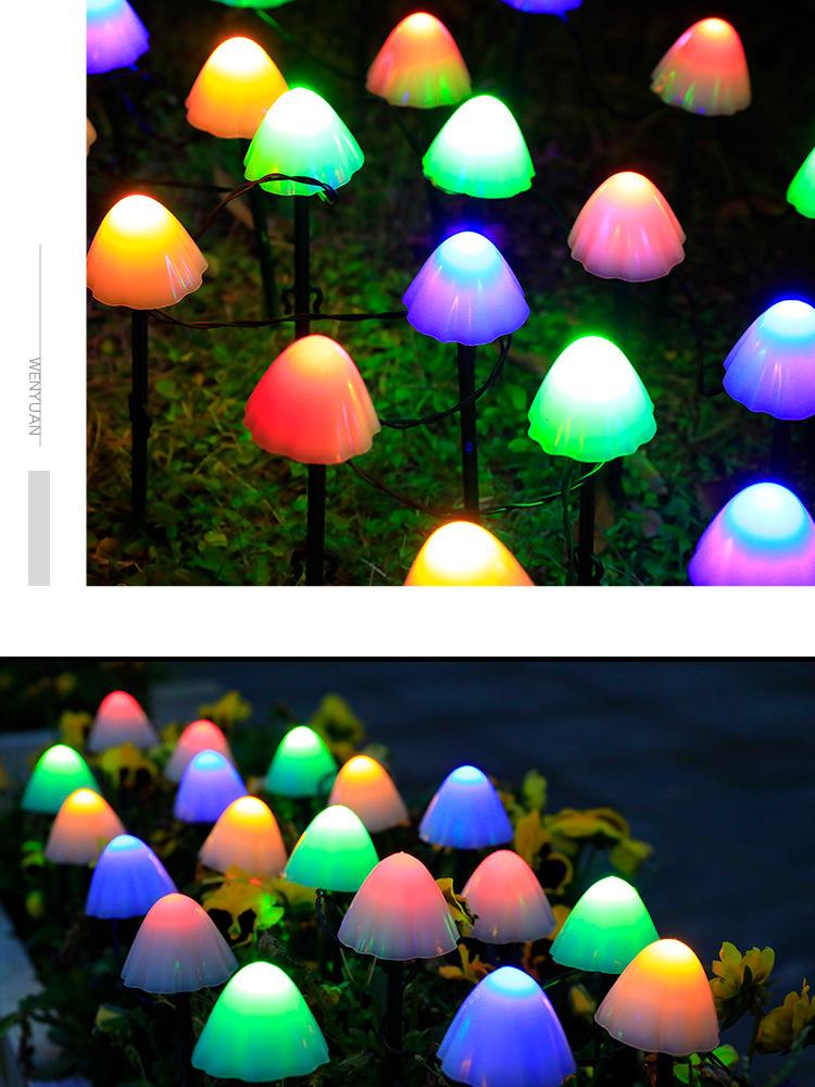 Solar LED Mushroom Garden Lights - Outdoor Lawn and Courtyard Decoration with Flashing Color Strings