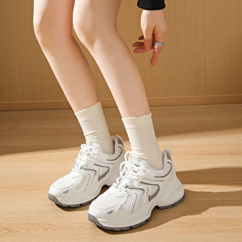 Platform Sneakers Women's Spring and Autumn 2025 New Small Versatile Korean Version of Thin and High Breathable Mesh Dad Shoes