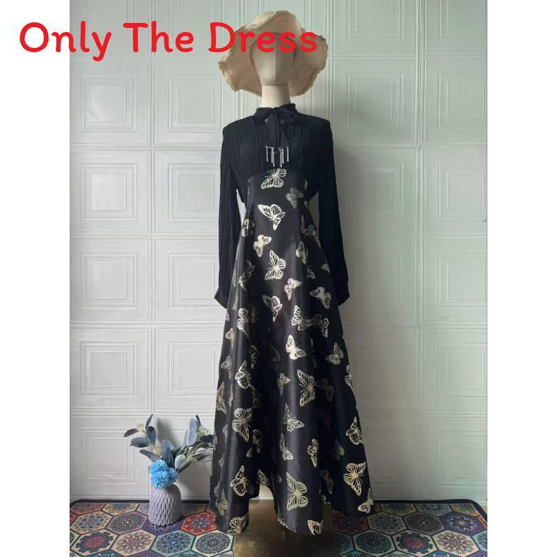 Polyester Spliced Long Dress With Sparkling Rhinestones For Elegant Evening Wear