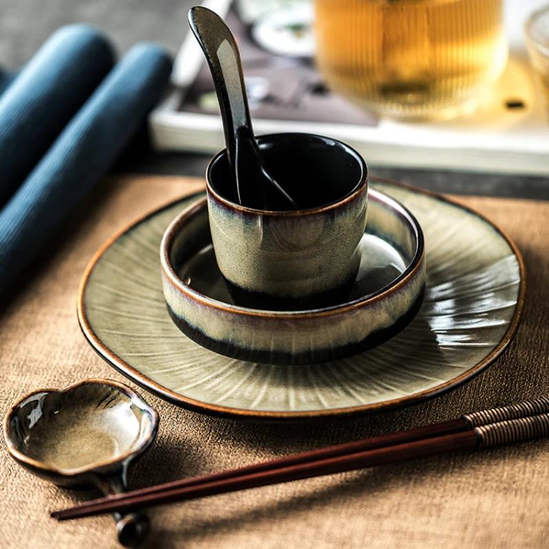 BEPAN Chinese tableware set plate bowl ceramic combination solid color tableware