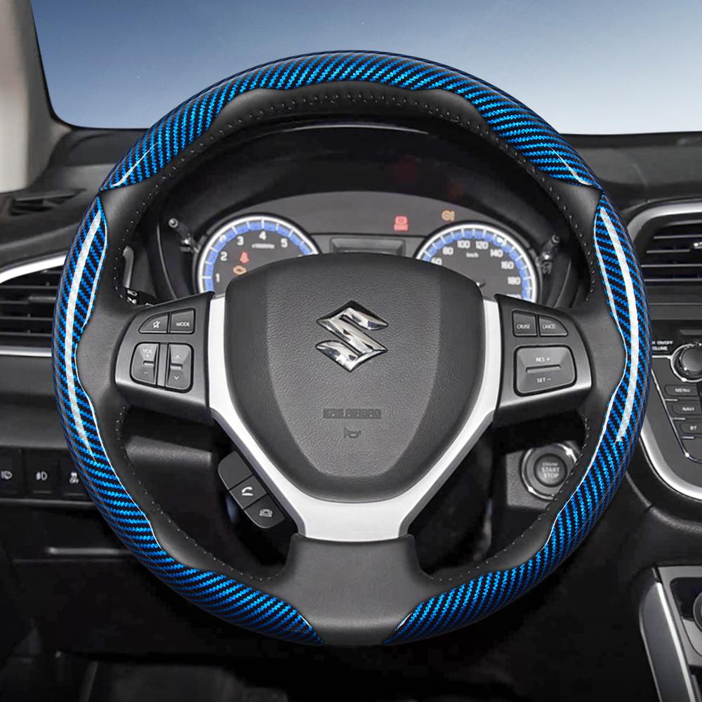 Zkfan8 Geeignet für Suzuki Lenkradabdeckung mit Karbonfaser-Textur und segmentiertem Schnellverschluss-Design für Wagon R Swift Ertiga Brezza Baleno Fronx