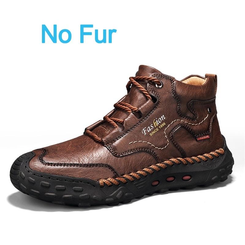Fashion Popular Men Winter Boots Casual Leather Antiskid Sneakers Comfy Plush Snow Outdoor Shoe Warm Ankle Boots Classic Hiking Footwear