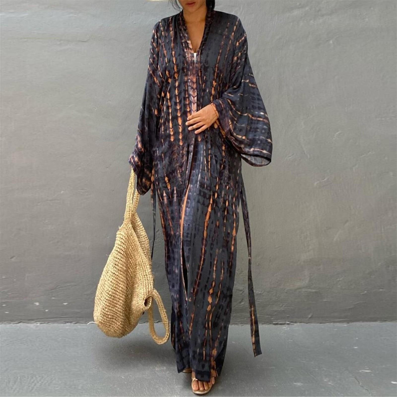 

Женский свободный пляжный халат, рубашка для отдыха от солнца, прикрытие One Size тёмно-синий