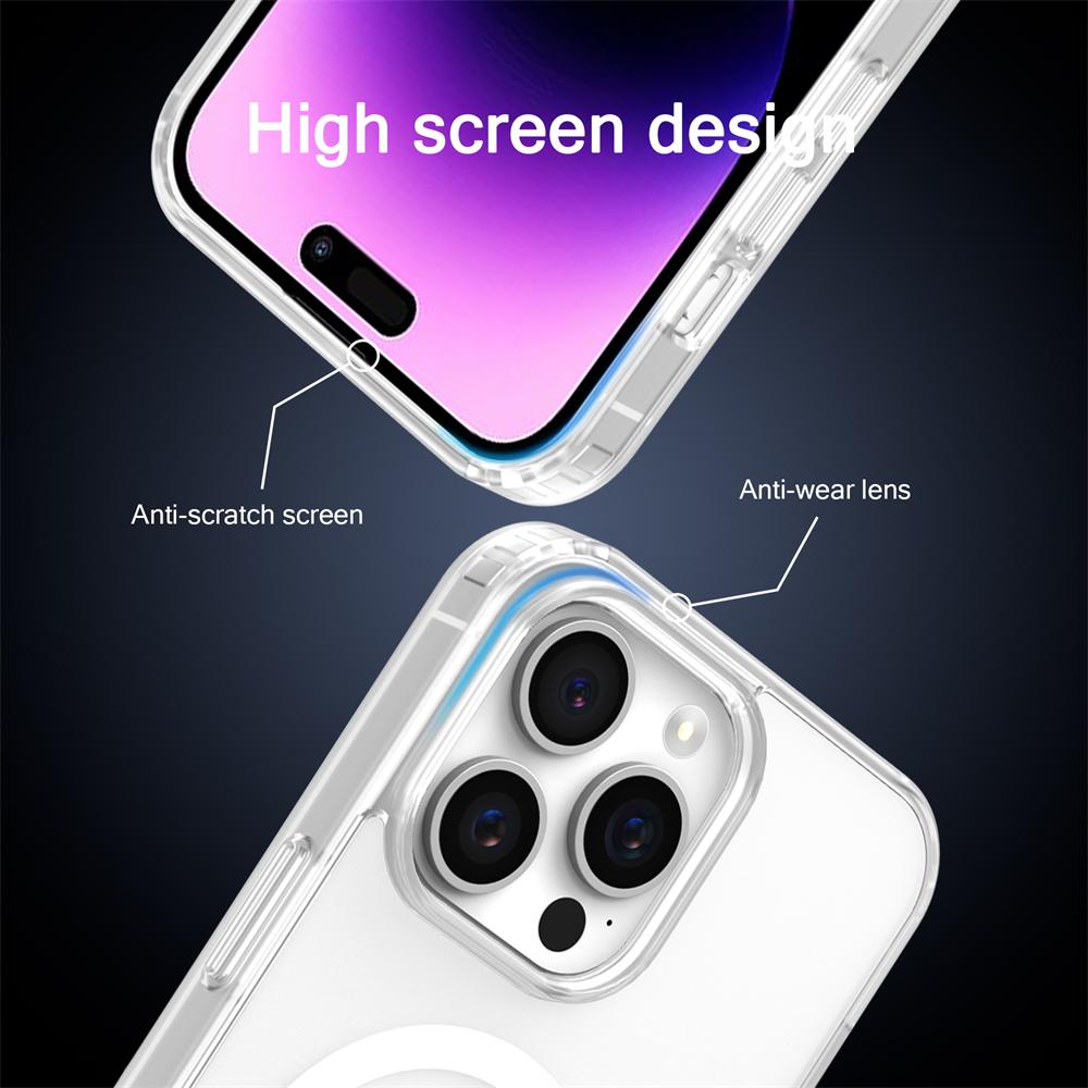 Luxury Wireless Charge For Magsafe Phone Case for iPhone 17 16 15 14 Pro Max Plus Transparent Magnetic Electroplate Bumper Cover