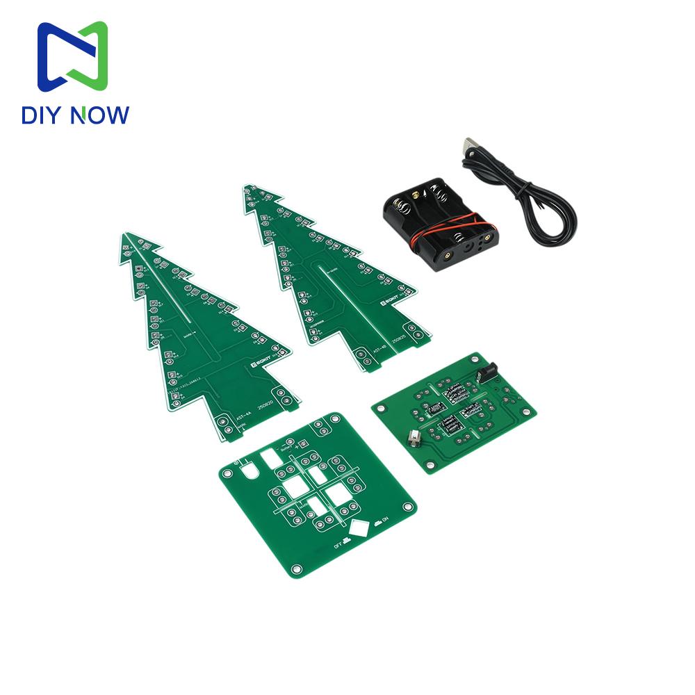 Stereo Christmas Tree Electronic DIY Kit Colorful Flashing 37‑LED Lights USB & AA Battery Holiday Desktop Ornament STEM Project