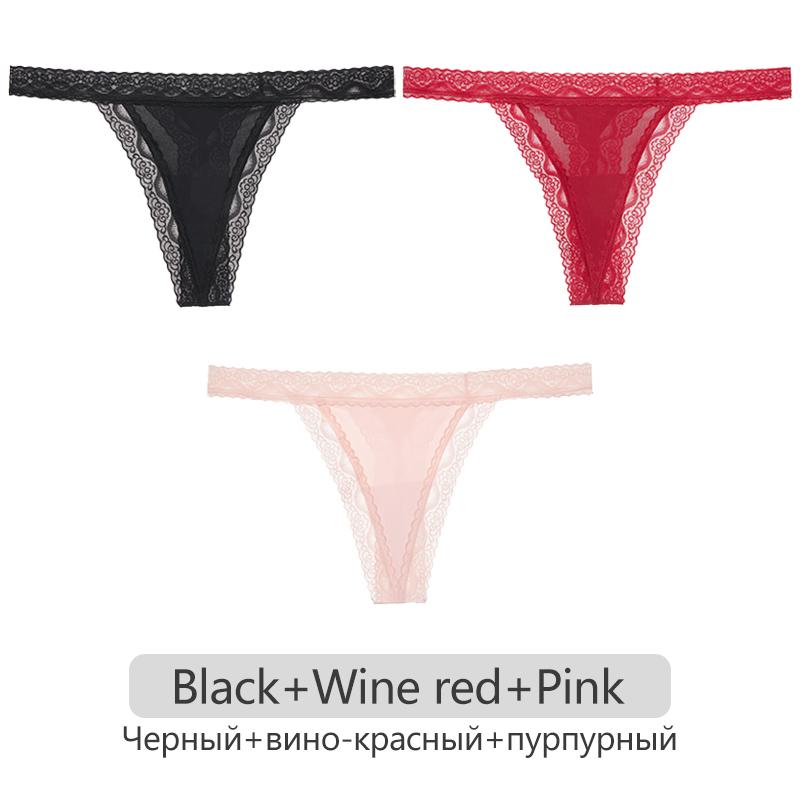 Women Thongs 3Pcs/set Lace G-sting Panties Female Sexy T-Back Underwear S-XL Ladies Thong Underpants Nylon Thongs Lingerie 2023