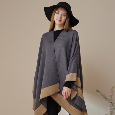 European and American Women 's Fashion Shawl Solid Color Pashmina Reversible Cape Autumn Winter Warm Cloak Large Simple Wraps