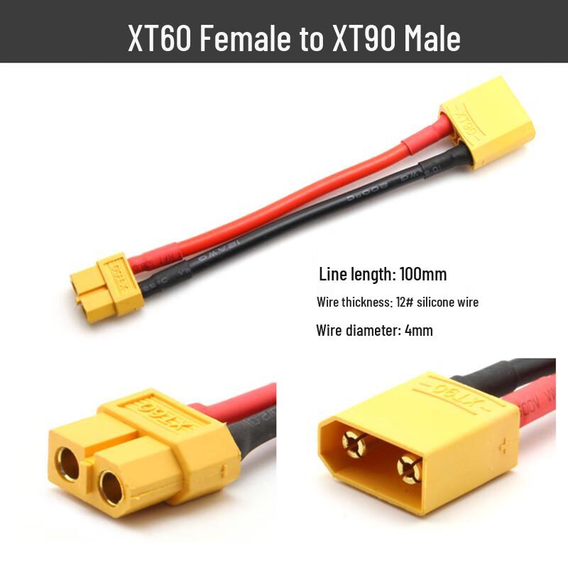 Adattatore di ricarica per batterie LiPo da XT60 femmina a XT90 maschio
