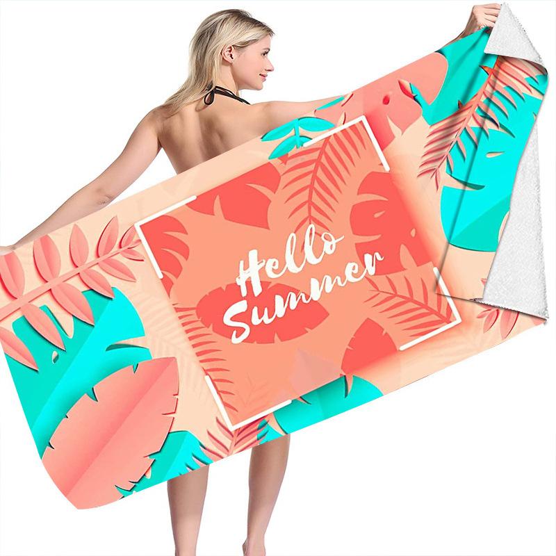 Flamingo Summer Beach digital-printed polyester Superfine fiber double-sided fleece Beach vacation bath towel, beach towel