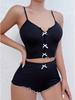 Heart Print Color Block Camisole Pajama Set with Front Slit (2024 Collection)