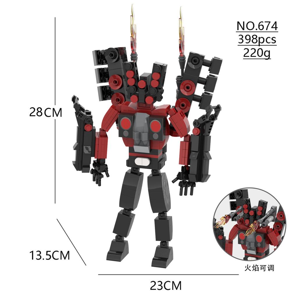 MOC Skibidi Toilet Głośnik Budowlany Model Tytana Tytan Człowiek Telewizor Tytan Człowiek Kamera Klocki Budowlane dla Dzieci Boże Narodzenie Prezent Urodzinowy