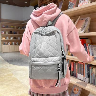 Solid Color Women's Backpack Lightweight Student Schoolbag