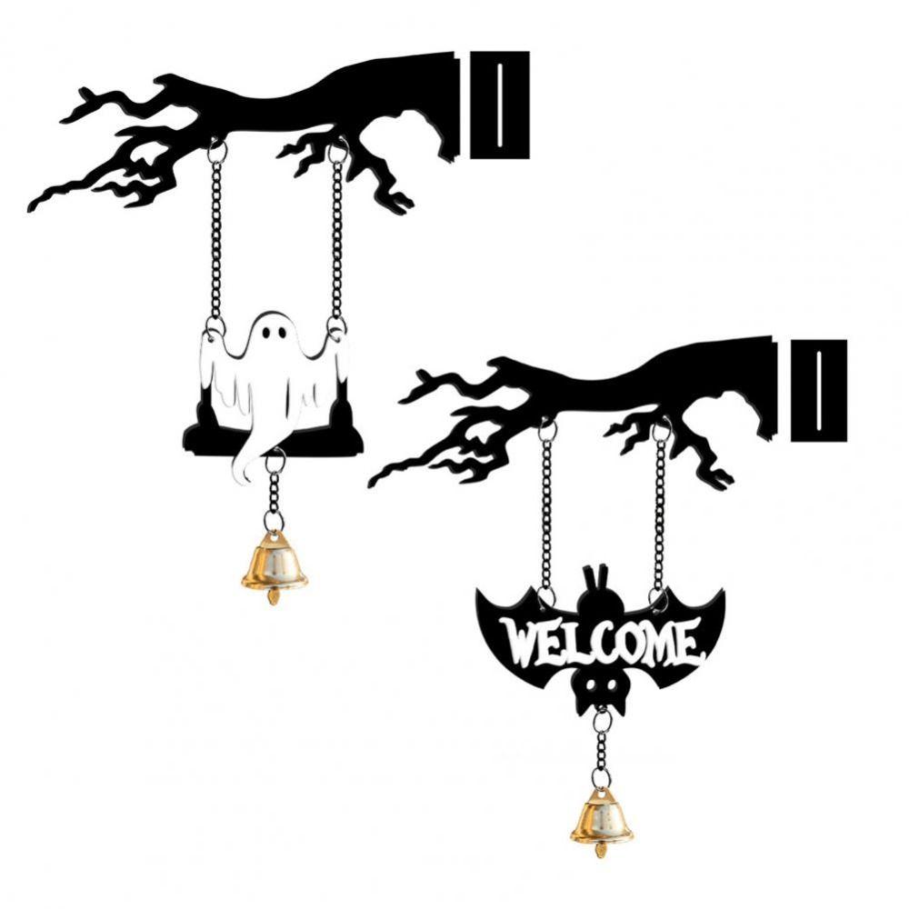 New Wall Mounted Halloween Hanging Bell Acrylic Ghost Bat Ghost Hanging Bell Decorative Hanging Bell Garden Decor