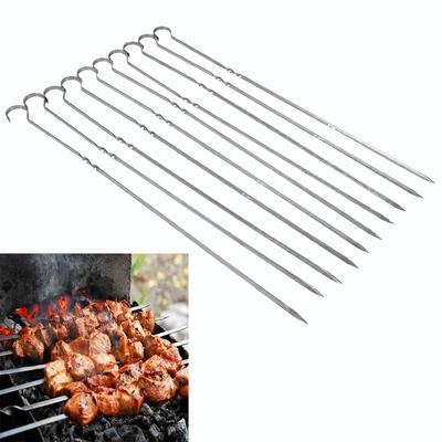 10PCS Stainless Steel BBQ Skewers Rustproof and  Sy To  and Store Idl for Grilling Mt Sfood and Vegetables