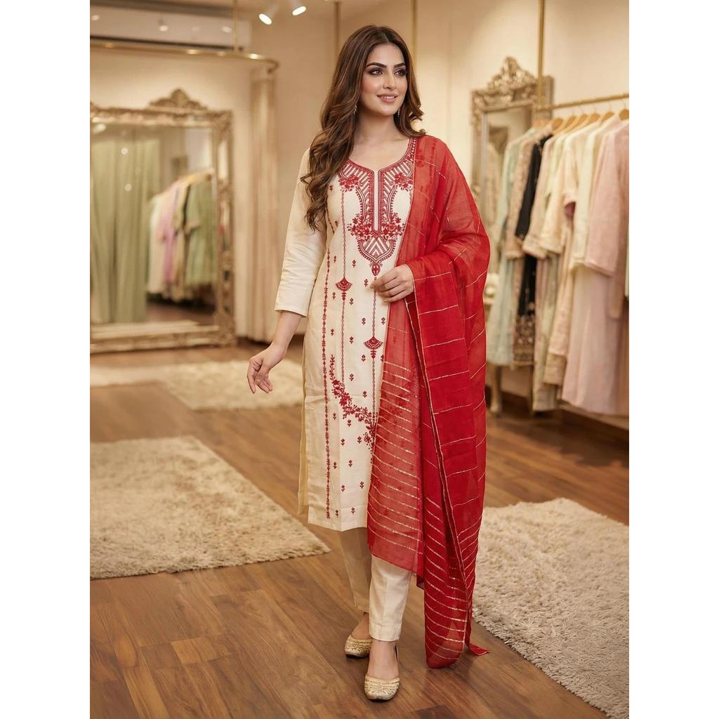 Party Wear Pakisatni Kurti Pant Dupatta Set Indian Designer Top Tunic Kurta Set