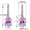 Huitan Pear Pink/Yellow Cubic Zirconia Drop Earrings for Women Silver Color Luxury Wedding Engagement Female Earrings Jewelry