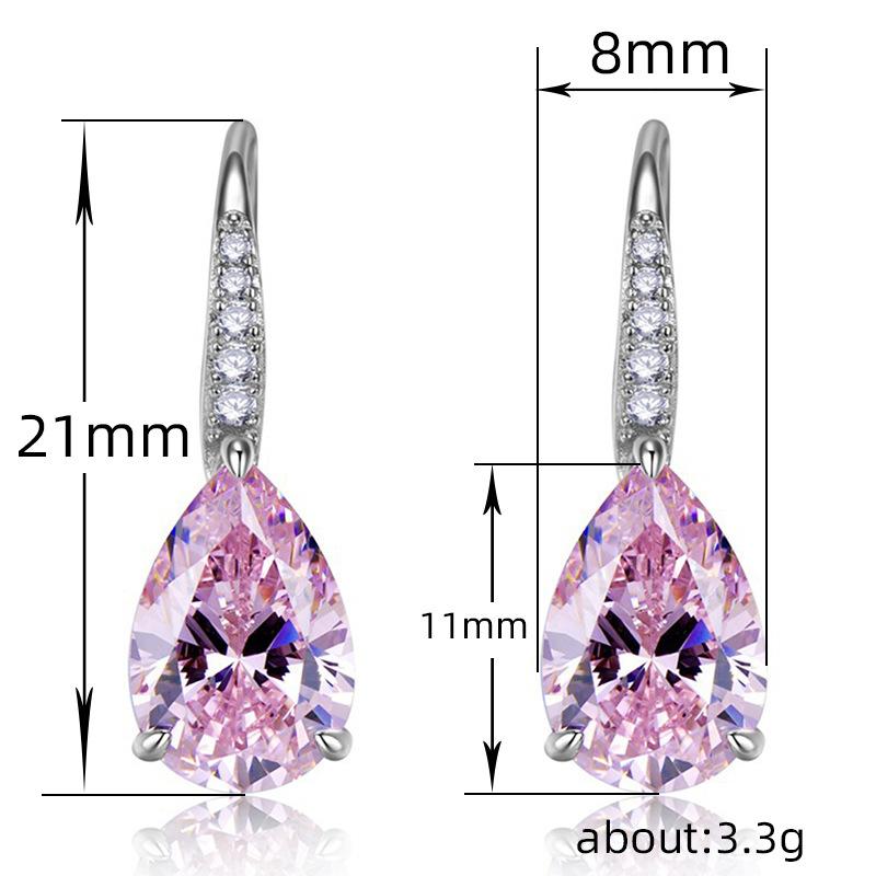 Huitan Pear Pink/Yellow Cubic Zirconia Drop Earrings for Women Silver Color Luxury Wedding Engagement Female Earrings Jewelry