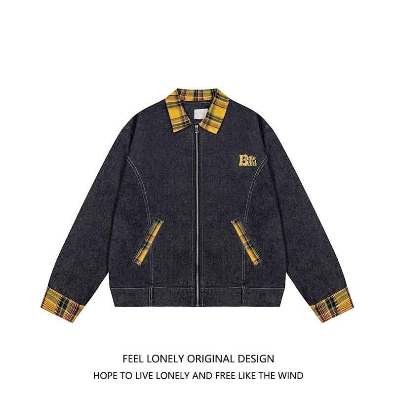 Unisex Retro Denim Motorcycle Jacket: Autumn/Winter Casual Trend, Loose Fit with Lapel