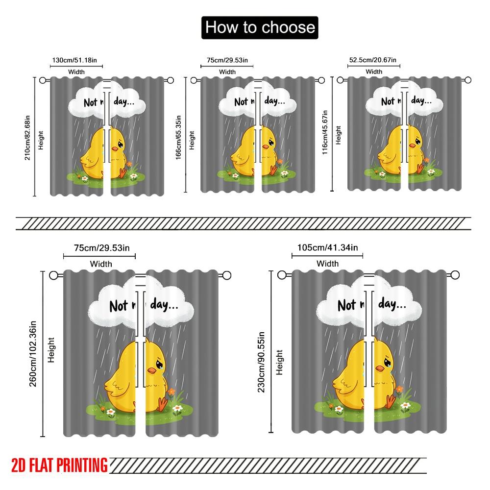 2pcs 2D flat printing Drapes Cute Chick Sad Day Fabric Without Electricity Seasonal Party & Holiday Decor for Multipurpose Event