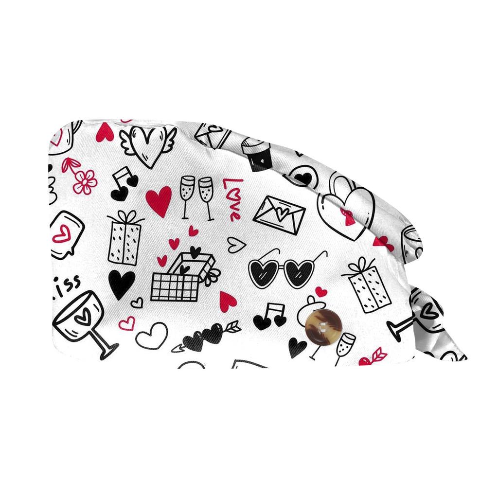 Fashion Valentine's Day Print Work Hat Casual Wash Hat Bag Cap