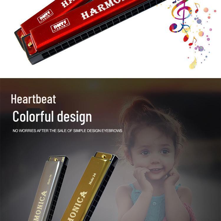 Big Beauty Angel 24-Hole Diatonic Harmonica & 37-Key Melodica for Adults & Beginners