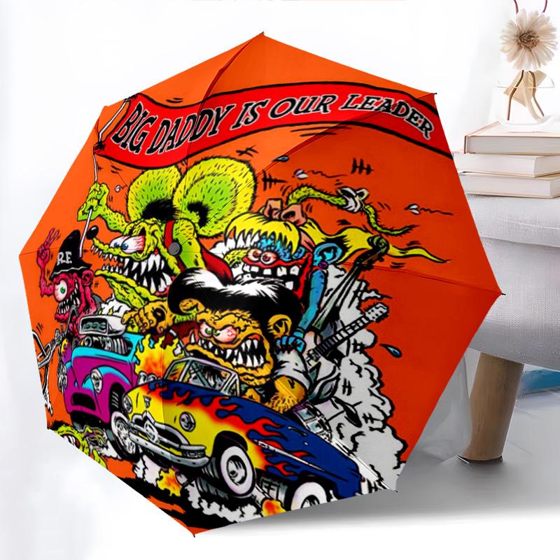Rat Fink Boss Car Art Folding umbrella Suitable for all seasons durable Gift Umbrella Sun umbrella
