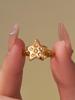 Oumaijia 18k Gold-Plated Geometric Zircon Pentagram Open Ring