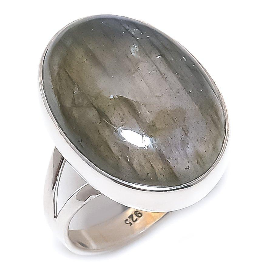 Natural Labradorite Gemstone Handmade 925 Solid Silver Jewelry Ring Size 7 I2r14