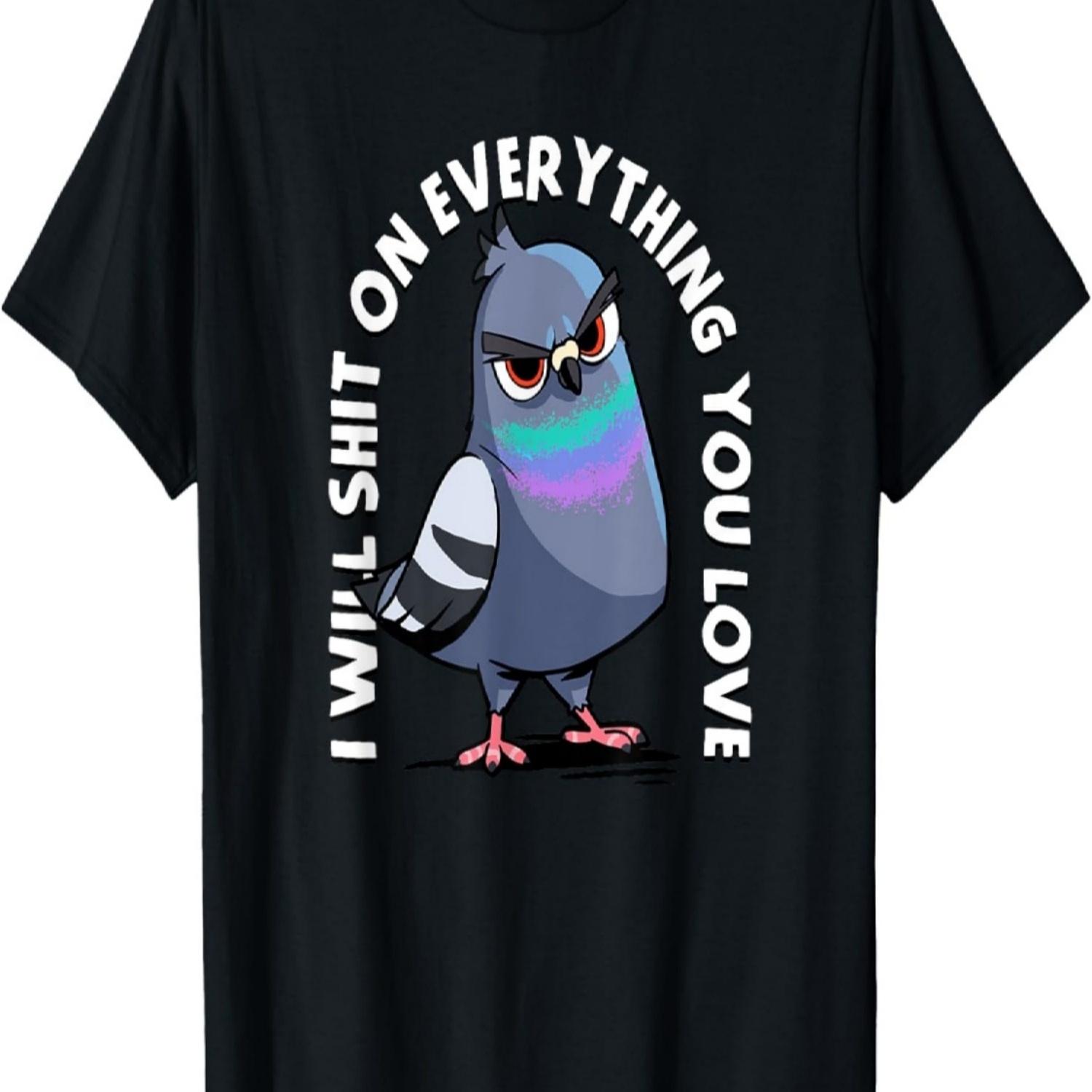 Funny Angry Pigeon Sarcastic Humor T-Shirt S