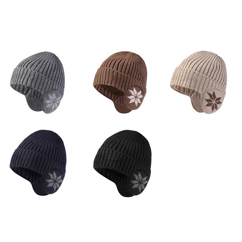 Winter dicke Schneeflocke Gehörschutz Strickmütze Herren warme Wollmütze Damen Outdoor Radfahren kältebeständige Mütze