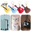 Guitar Key Holder Keychain Pendant Musical Style Faux Leather Charm Keyring Access Card Schoolbag Accessories