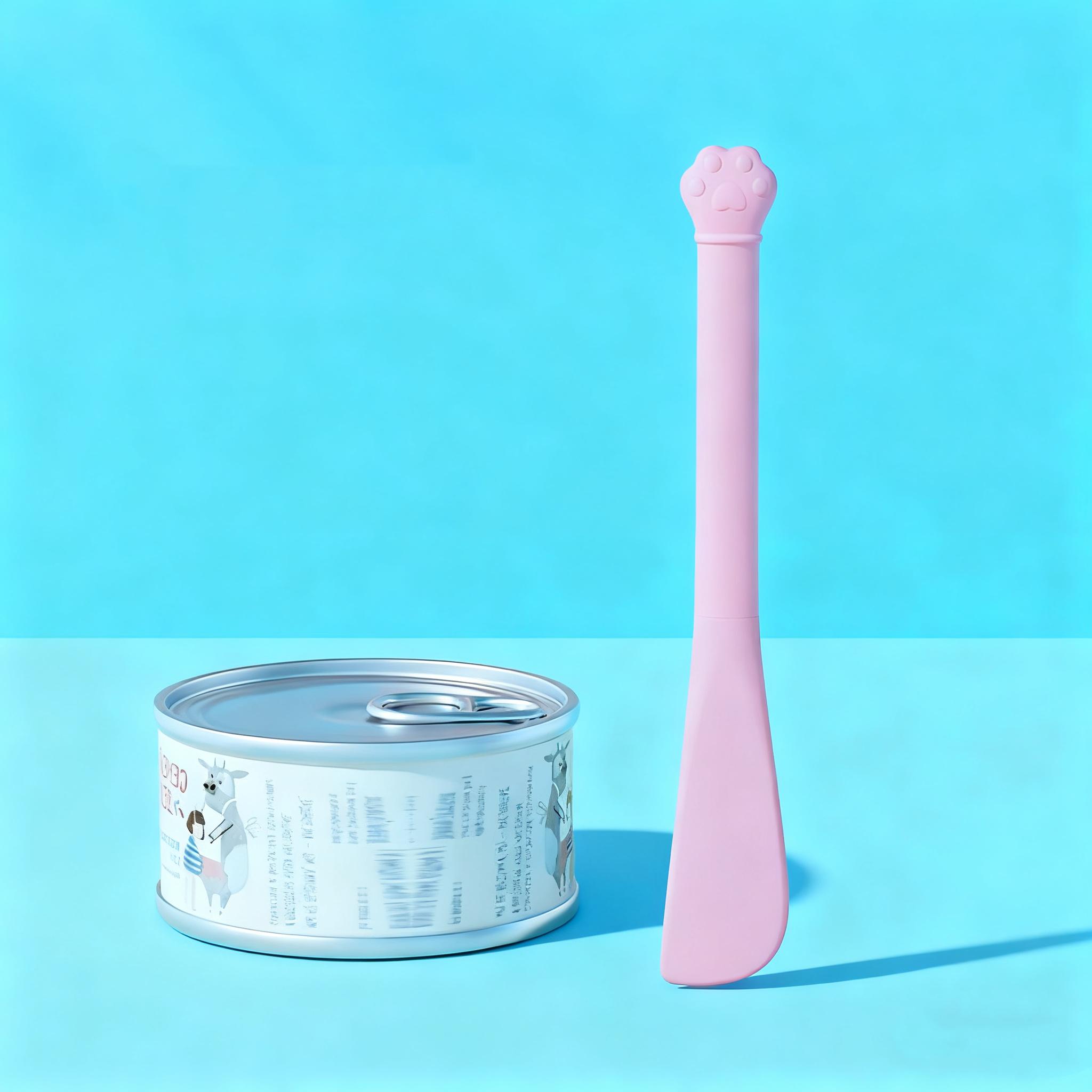 

Pet cat long-handled can opener; Multi-functional pet can opener; Pet wet food feeding spoon; Can lid opener for cats рожевий