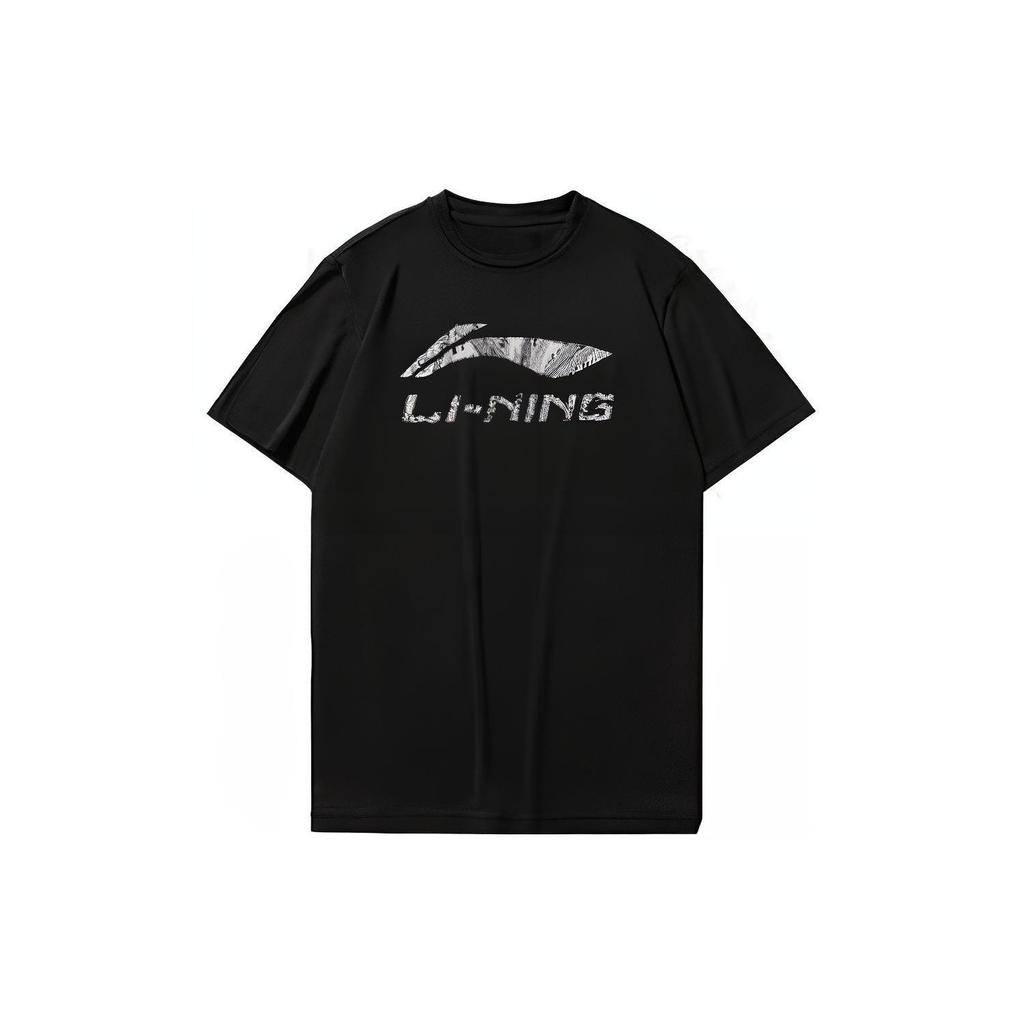 Li Ning T Shirts Unisex Black Crew Neck Moderate ATST631-1