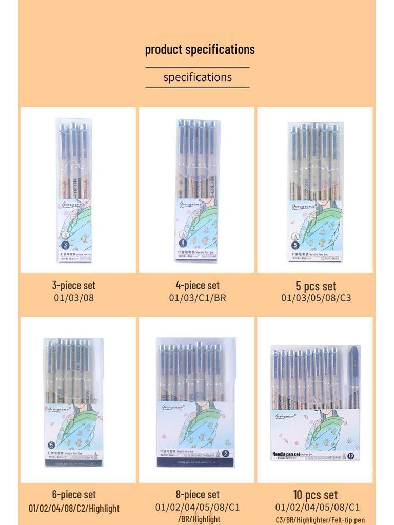 Giorgione Fineliner Kunststift Set - Präzise Umrissstifte & Skizzierstifte mit Pinselspitzen