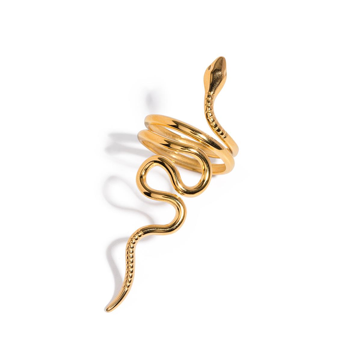 

Yori Minimalist Stainless Steel Metal Geometric Snake Open Ring for Women 18K PVD Gold Plated Holiday Daily Jewelry золотистый