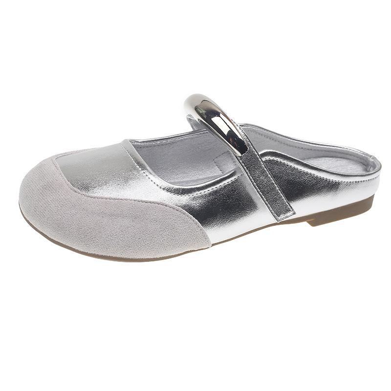 

Flat-bottomed Mary Jane shoes women s spring and autumn new silver gentle single-shoe women with skirts 35 срібний