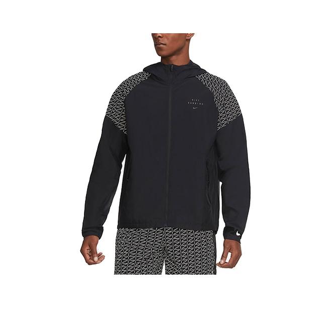 Nike Essential Run Division Flash Logo Reflektierender Aufdruck Laufjacke Herren Jacken Schwarz CU7871-010 M black
