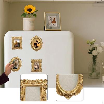 4 Pieces Picture Frame for Refrigerator Wall Art Hanging Antique Resin Photo Studio,