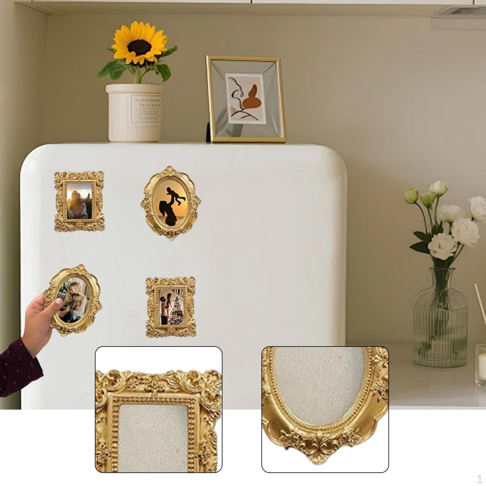 

4 Pieces Picture Frame for Refrigerator Wall Art Hanging Antique Resin Photo Studio,