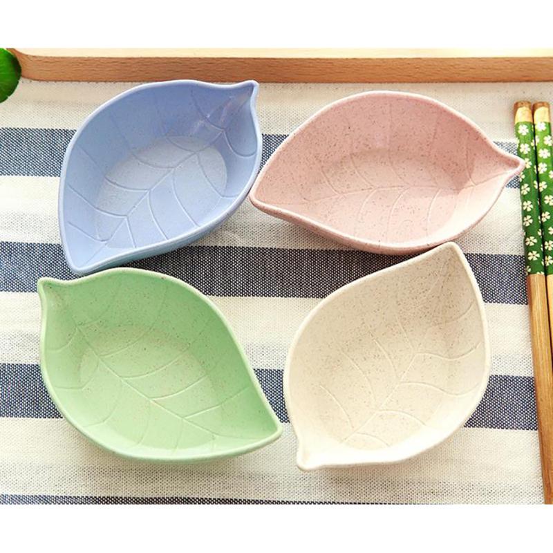 Wheat Straw Leaf Shape Sauce Dipping Seasoning Dish for Snacks Pickles