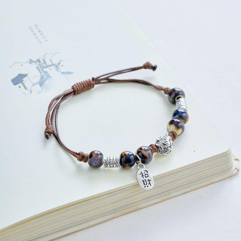 

Юньнань Лицзян Этнический Стиль Артистичный Винтажный Браслет Стиль Мори Ручной работы Персонализированный Браслет Мужской и Женский Орнамент Подарок SL0319 black tiger skin