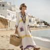 Women's Long Sleeve Boho Print Maxi Shirt Dress