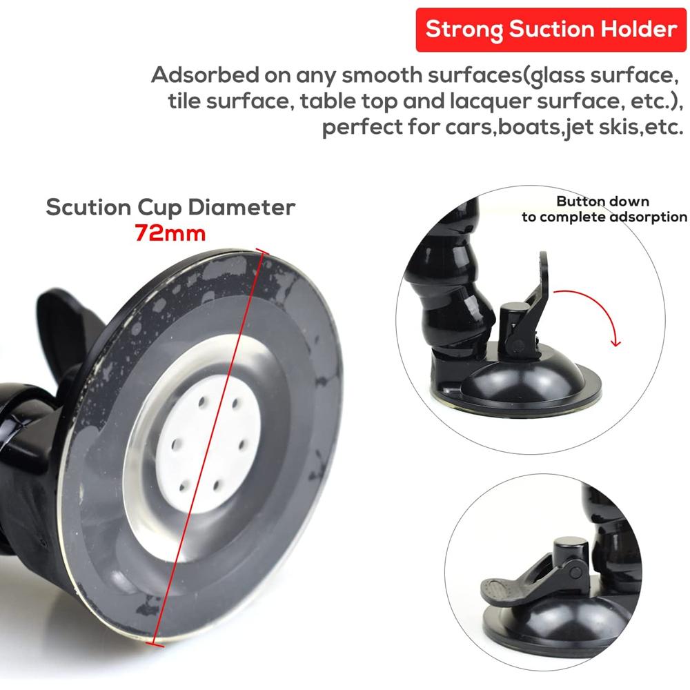 Windshield Suction Cup Car Mount Bracket Flex Clamp Arm For GoPro Hero 12 11 10 9 8 DJI Mount for Smartphone Action 3 4 Camera