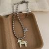 Alloy Horse Pendant Necklace Silver Plated Enamel Pendant Necklace Beads Neck Chain  for Women