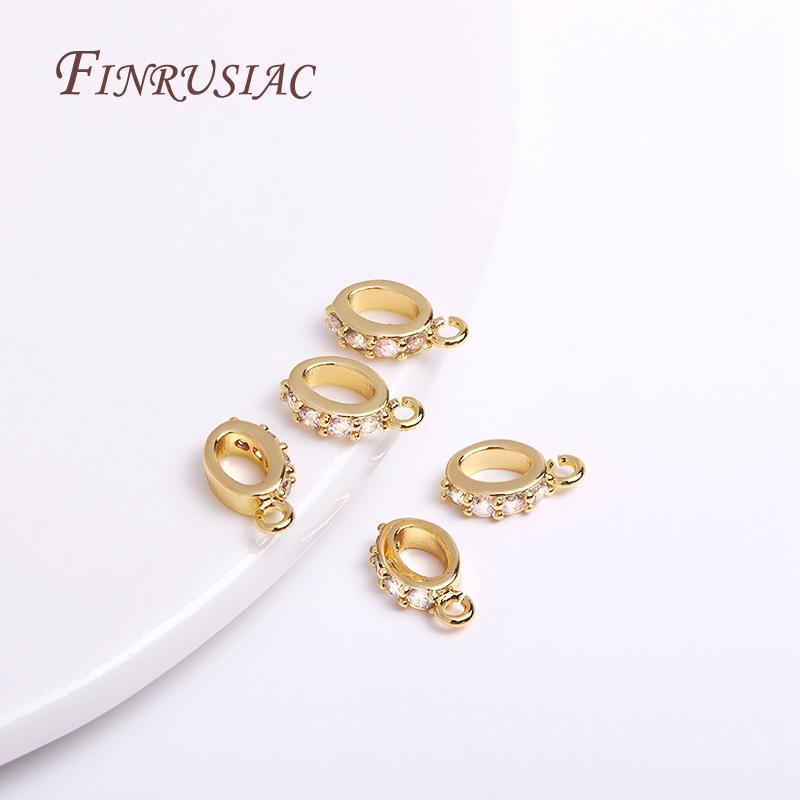 18K Gold Plated Zircon-Set Pendant Bail with Open/Closed Ring Connector For DIY Jewelry Making Supplies Accessories Wholesale