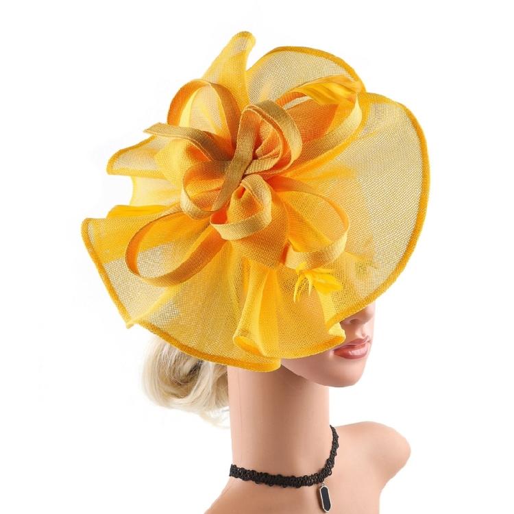 Exaggerated Flower Fascinator Hat Mesh Flower Bowler Hat Evening Dress HeadpieceFemale Flower Fascinator Hat