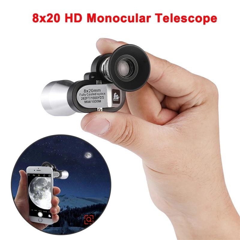 Mobile Phone Telescope 8x20 HD Night Vision Mini Pocket Zoom Monocular Telescope Outdoor Hunting Camping Binoculars Telescope