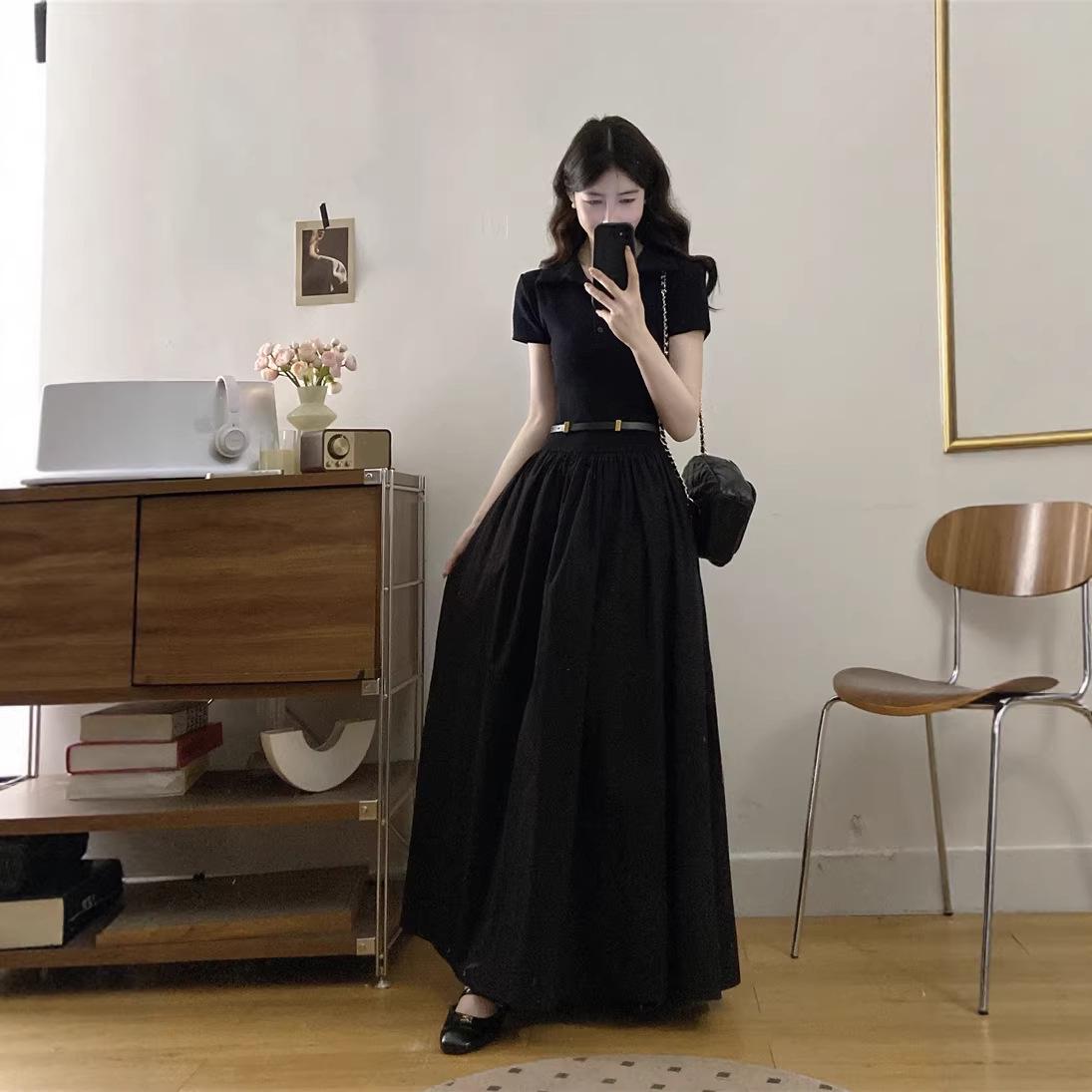 2026 Summer Fashion: Short Sleeve Knit Patchwork Slimming Long Dress 4XL